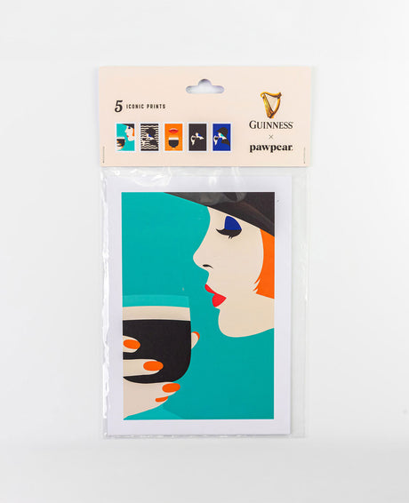Packaged product with a design of a woman holding a coffee cup, branded as Guinness by pawpear.
