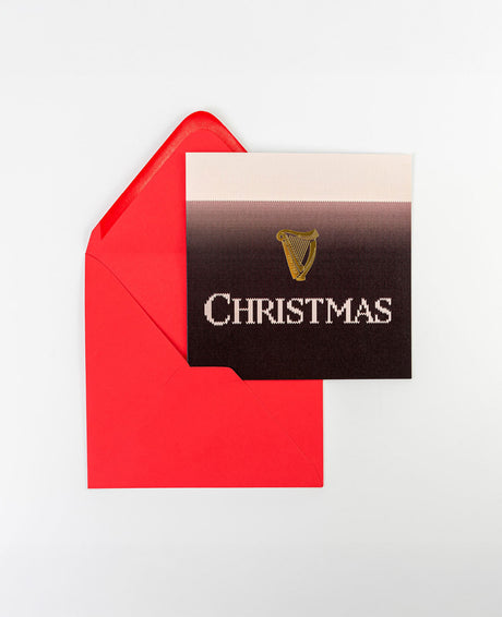 Red envelope with a black card labeled 'Christmas' on a white background