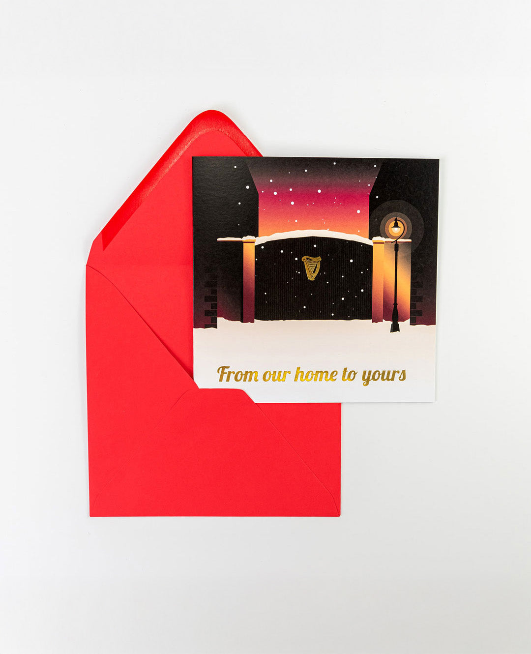 Greeting card with red envelope on a white background