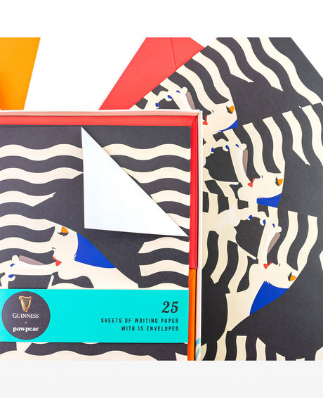 Pack of writing paper with zebra pattern and Guinness logo