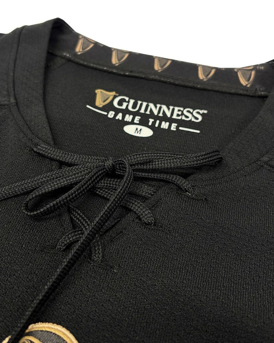 Black hoodie with 'Guinness Game Time' logo on a white background