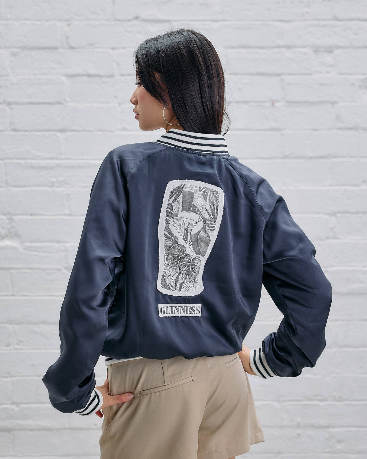 Guinness Hand Drawn Toucan Grey Varsity Jacket