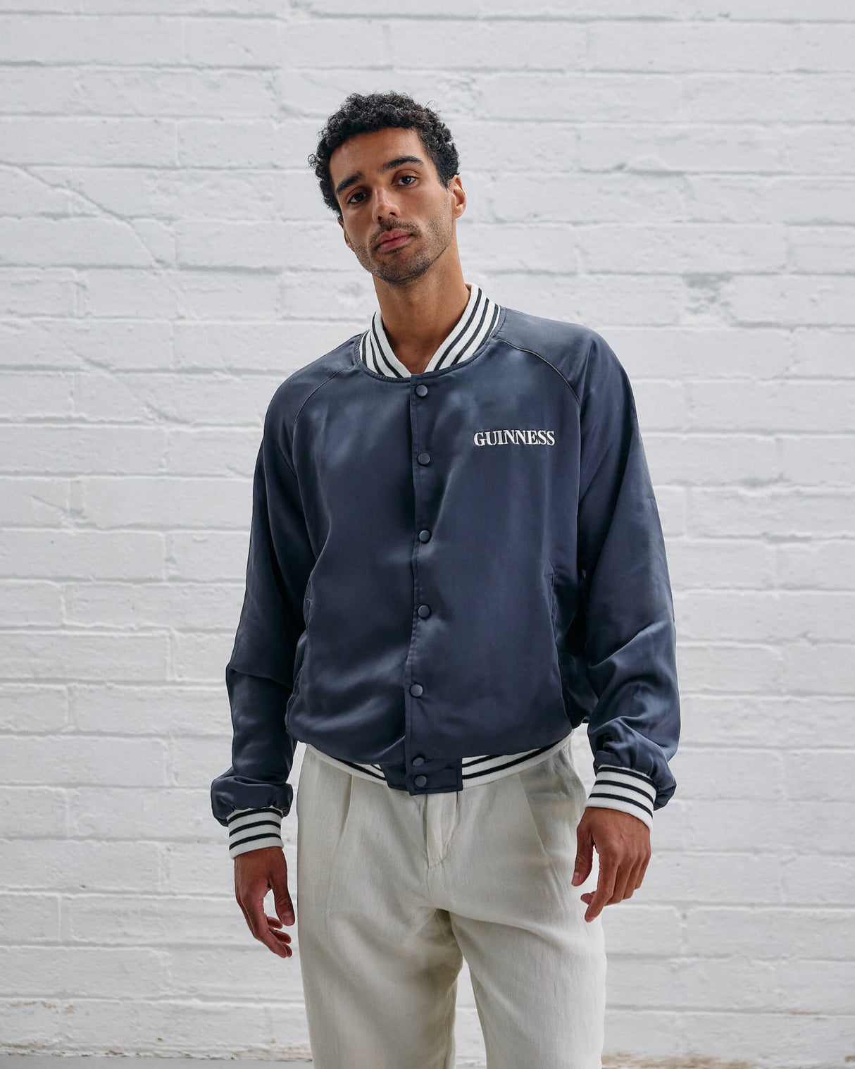 Guinness Hand Drawn Toucan Grey Varsity Jacket