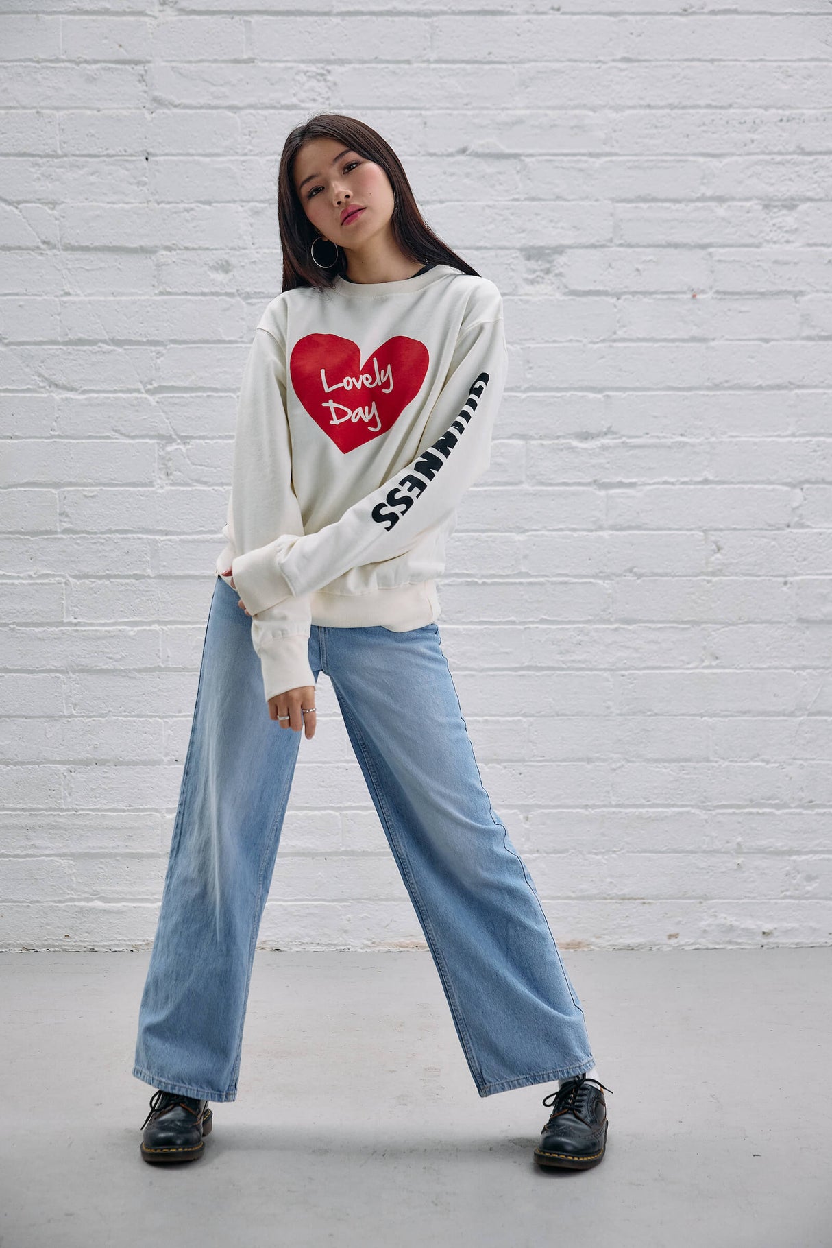 Lovely Day Heart White Sweatshirt