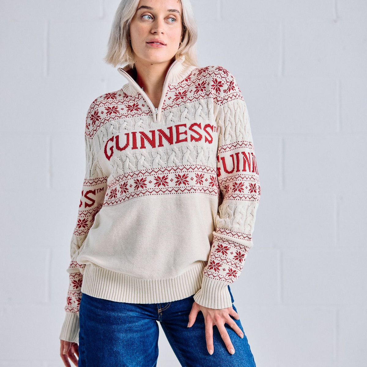 Cream Red Guinness Christmas 1/4 Zip Sweater – Guinness Storehouse