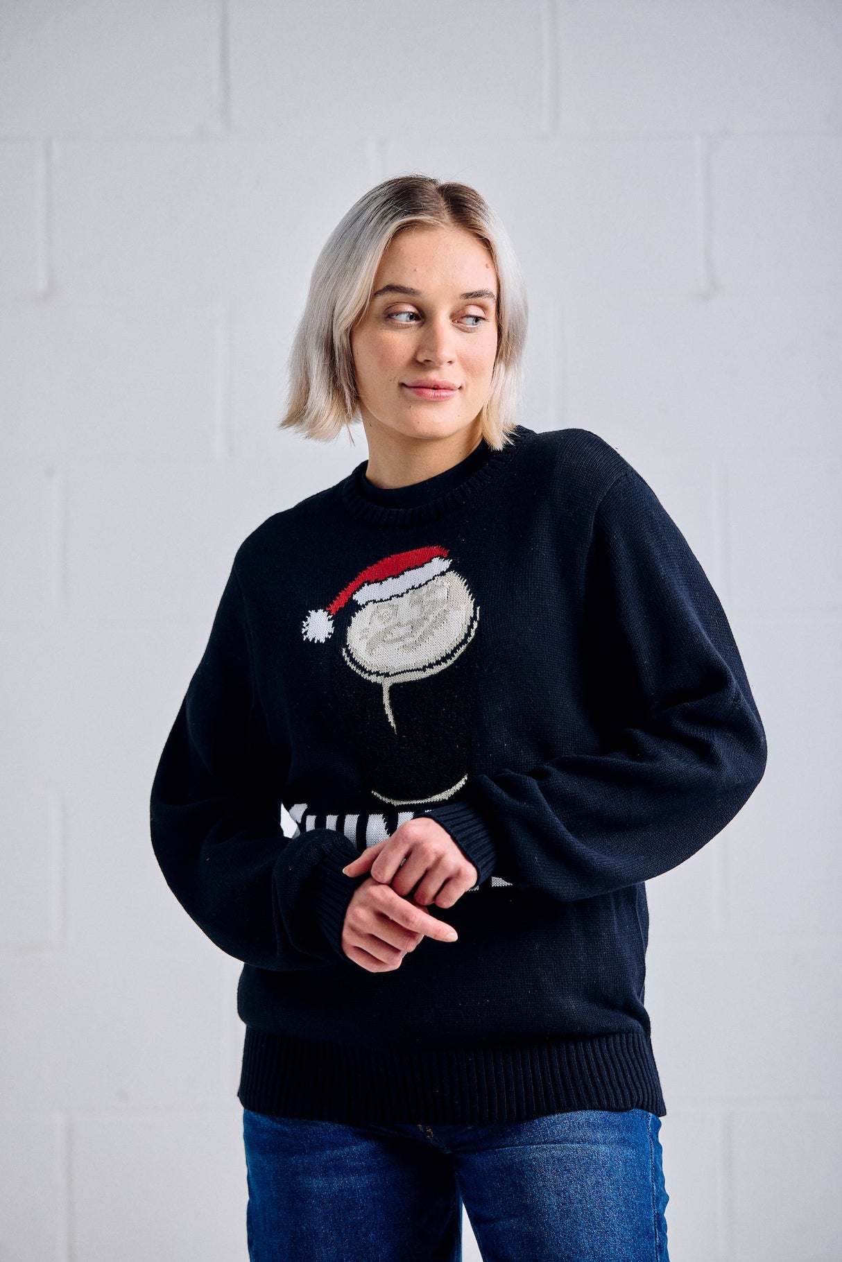 Black Christmas Smiling Pint Sweater