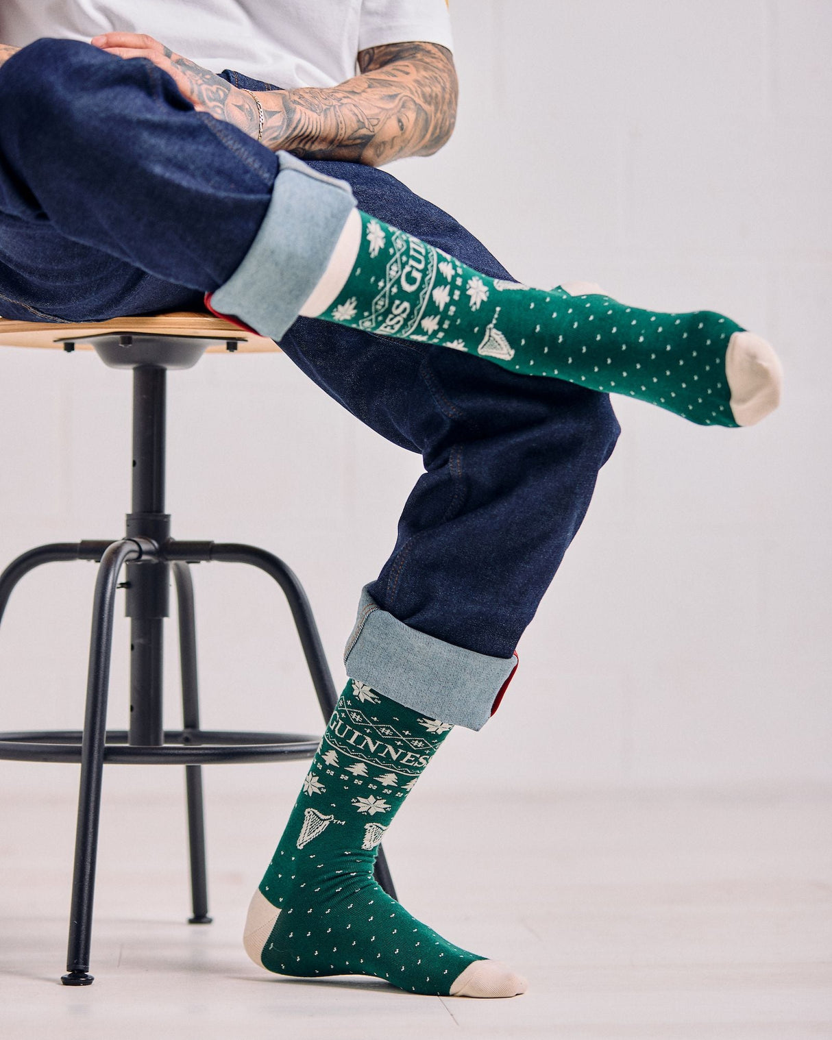 Guinness Green Snowflake Christmas Socks