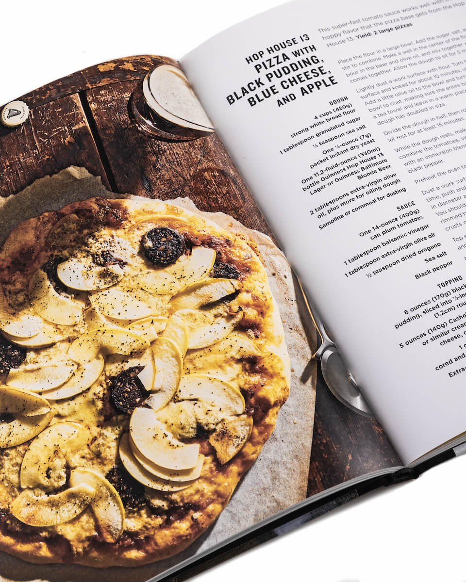 Hop House 13 pizza on the official Guinness cookbook by Caroline Hennessy with over 70 recipes feauturing Irish most iconic beer.