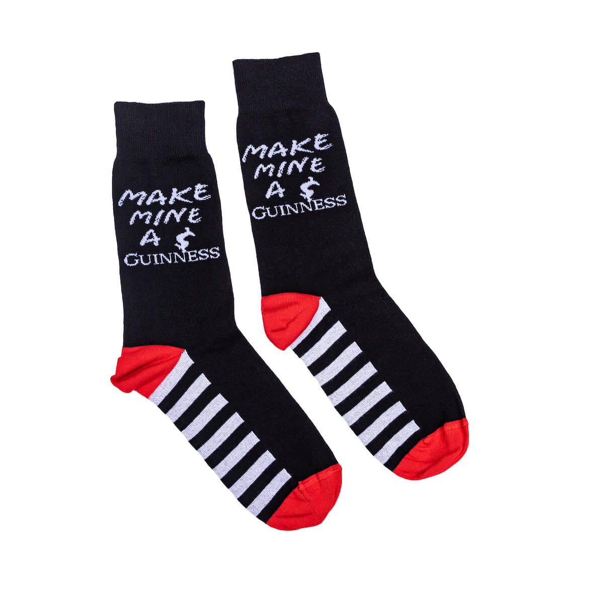 Guinness Make mine a pint Recycled Plastic Black, Red and White Striped Socks