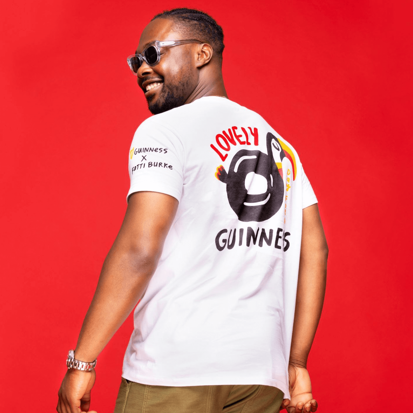 Rear of the Guinness Storehouse White T-shirt with Fatti Burke Toucan Design