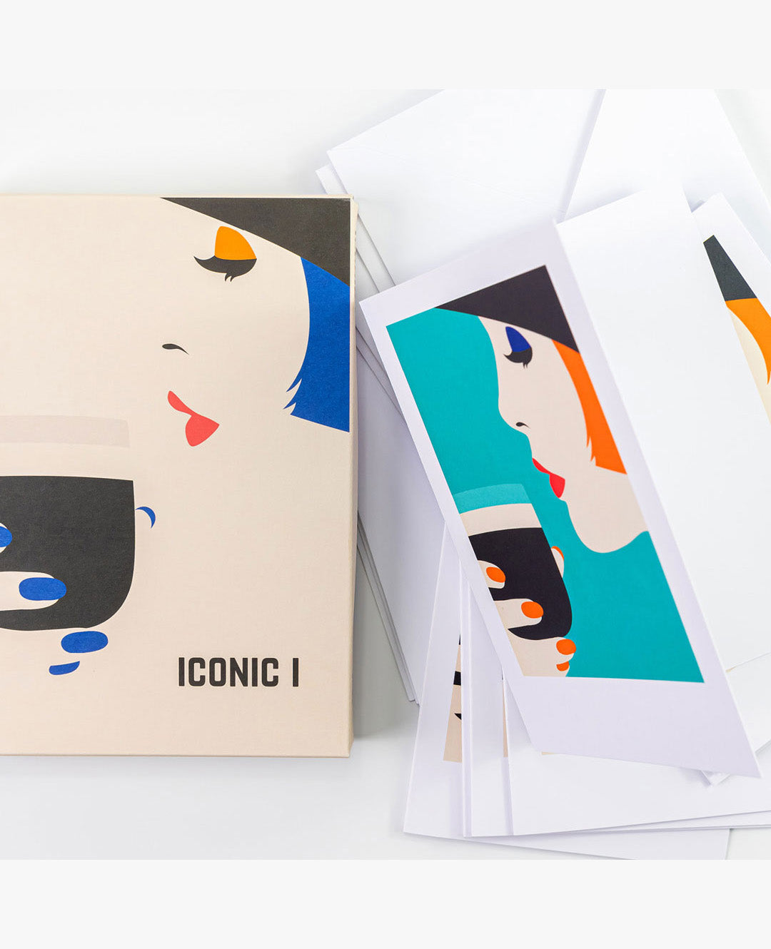 Packaging of 'Iconic I' with a stylized illustration of a woman holding a coffee cup.
