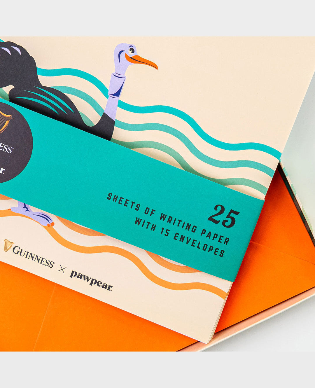 Packaging of Guinness x pawpear writing paper set with colorful design