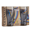 Two limited Edition Guinness glasses with colourful Harp and Toucan design by Aches. 