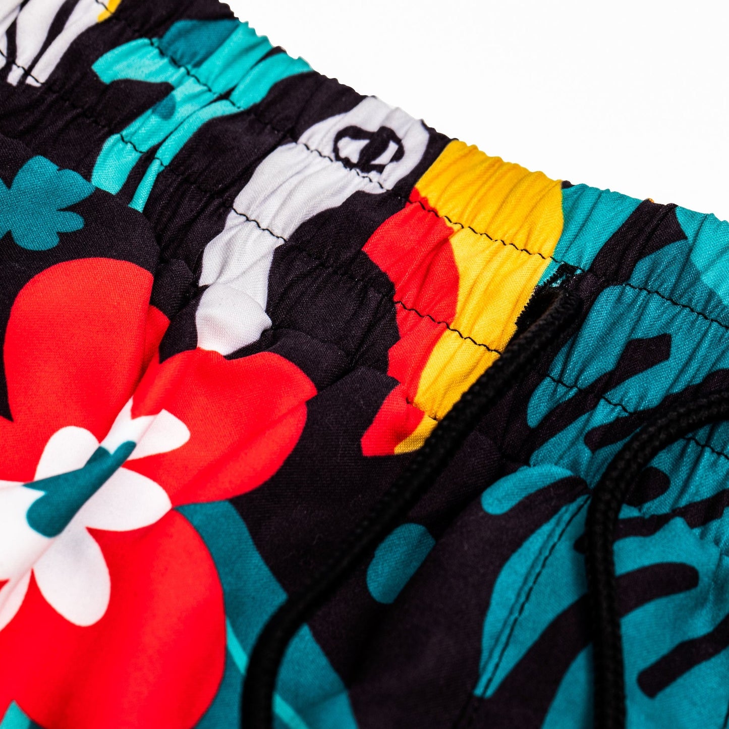 Detail image of the Guinness x Fatti Burke Hawaiian Style Swim Shorts