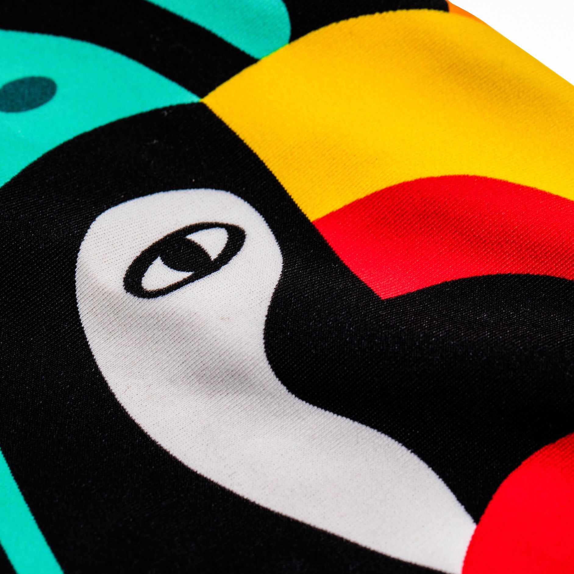 Detail image of the Guinness x Fatti Burke Hawaiian Style Swimming suit Toucan design