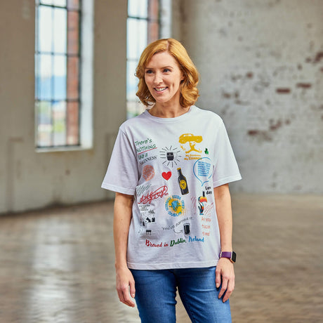 Girl wearing the Guinness Storehouse Exclusive white t-shirt.