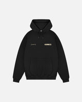 Black hoodie with 'Guinness' logo on a white background