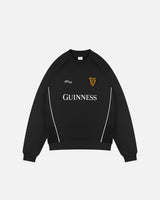 Black sweatshirt with 'Guinness' logo on a white background