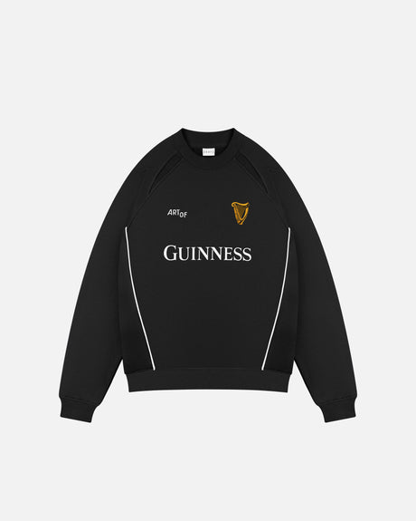 Black sweatshirt with 'Guinness' logo on a white background