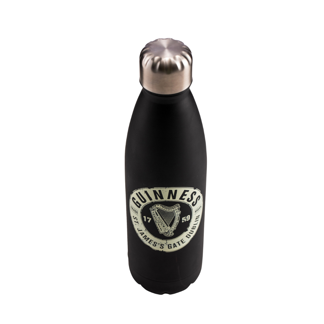 Image of the Guinness Storehouse Metal Water Bottle with cap top view