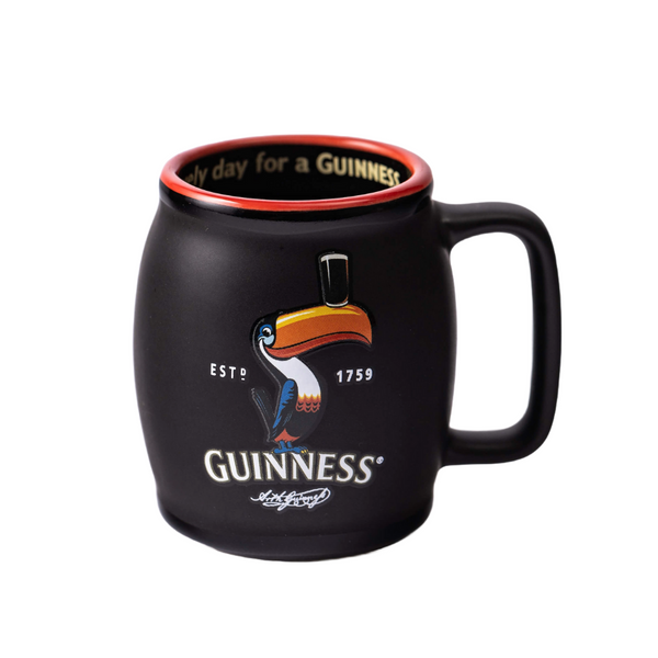 Ceramic Guinness White Espresso Mug with Toucan Label Design