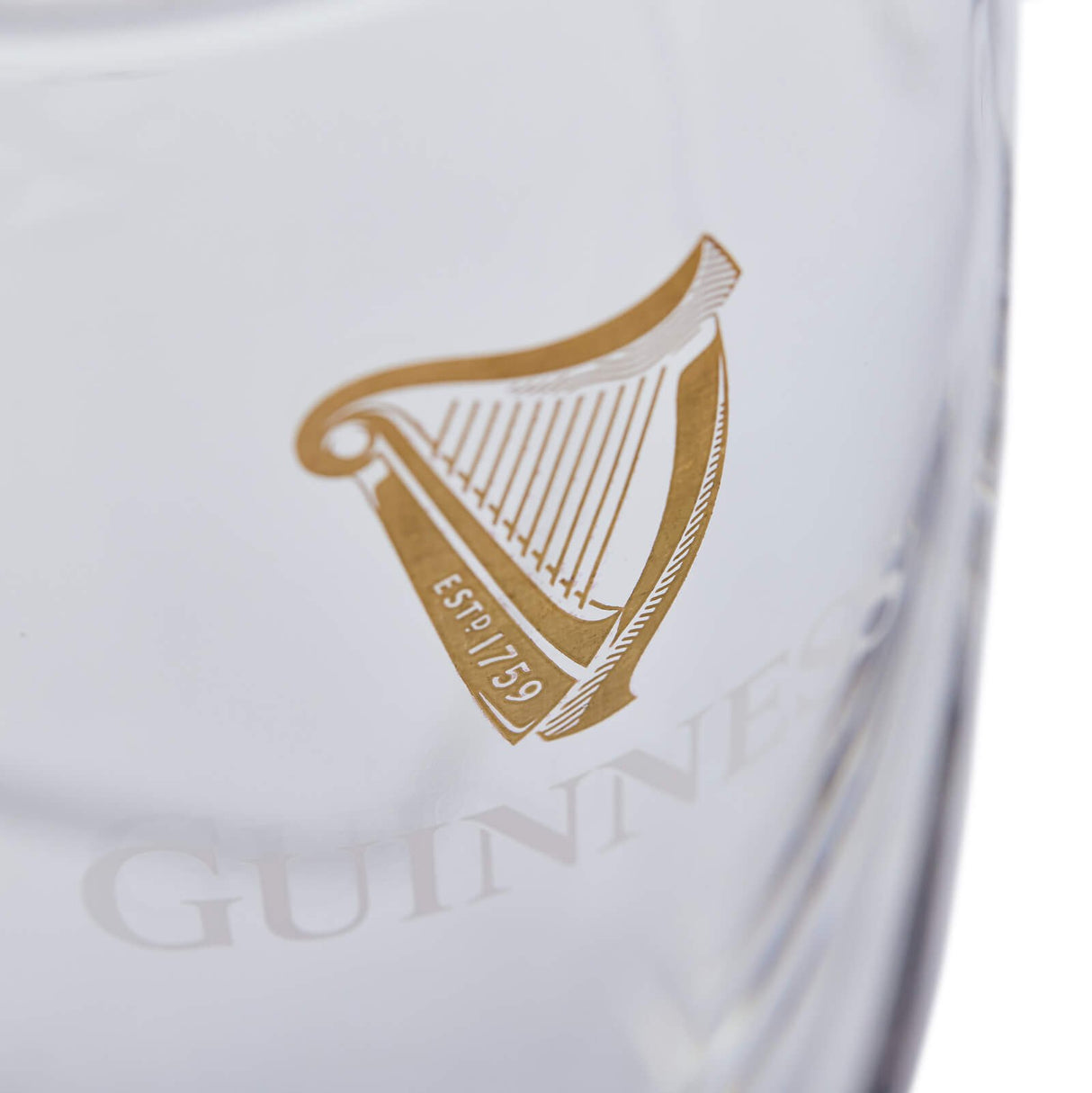 Image of Guinness Pint Glass with Guinness Logo detailed