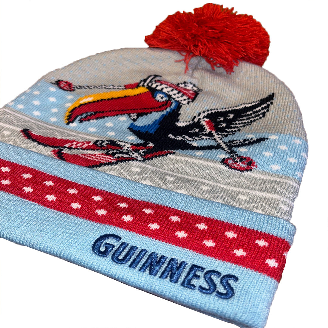 Skiing Toucan Grey Christmas Hat