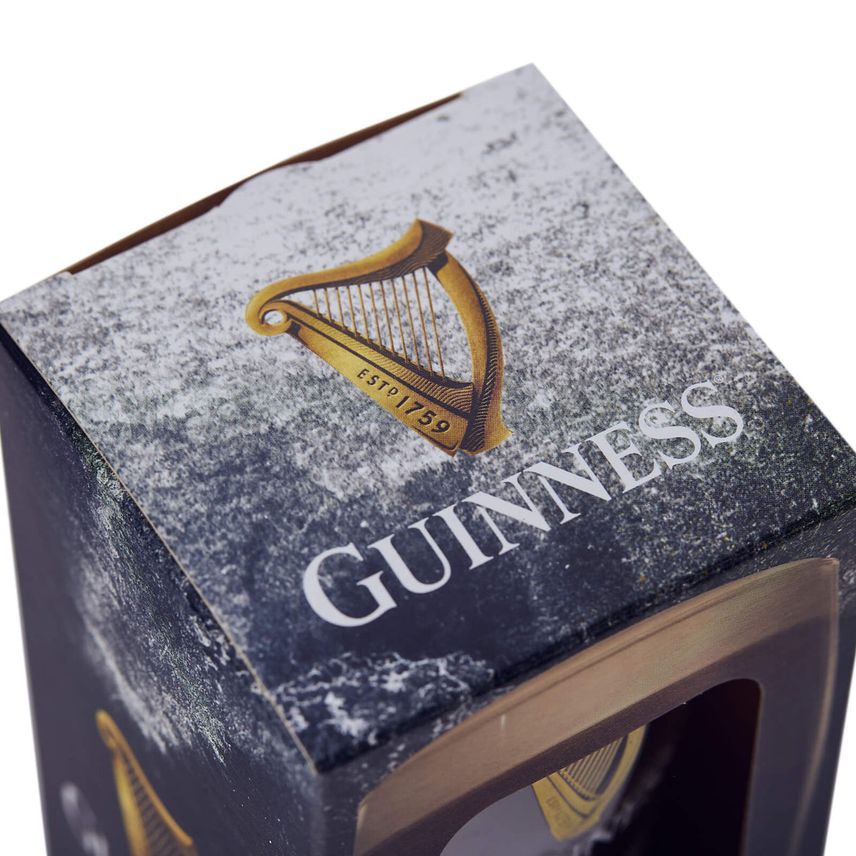 Image of a Guinness gift box showcasing the Guinness Harp. 