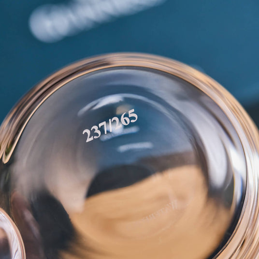 Image of the bottom of the Guinness Waterford Glass Tankard with an engraved number 237/265 total glasses created.