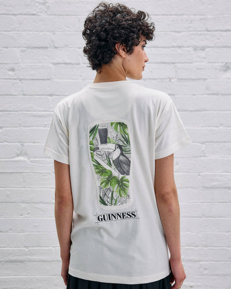 Model wearing the Guinness Naturally White T-shirt.
