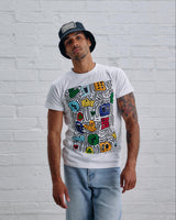 Model wearing the Guinness colourful map.