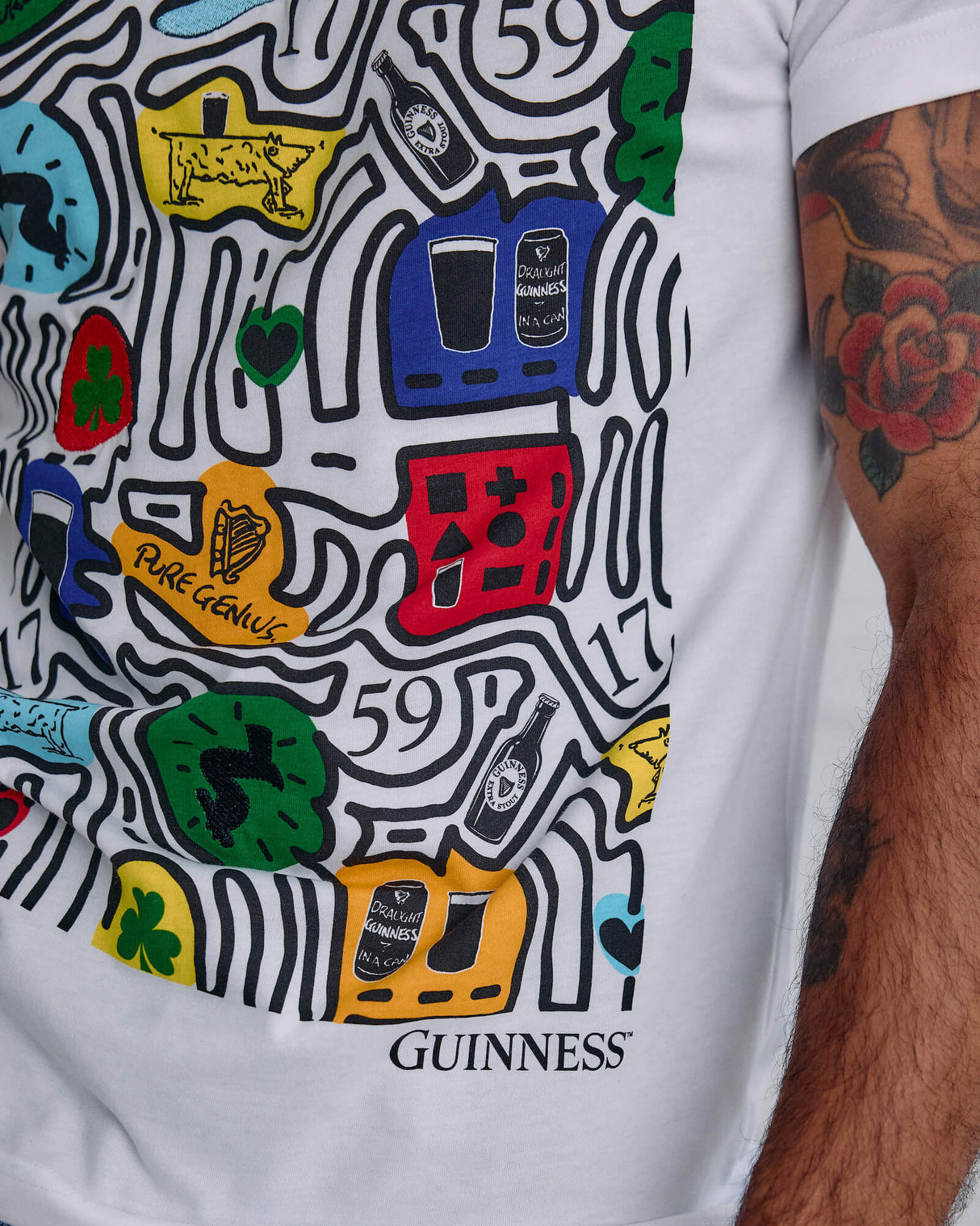 Close up image of the Guinness Map t-shirt design.