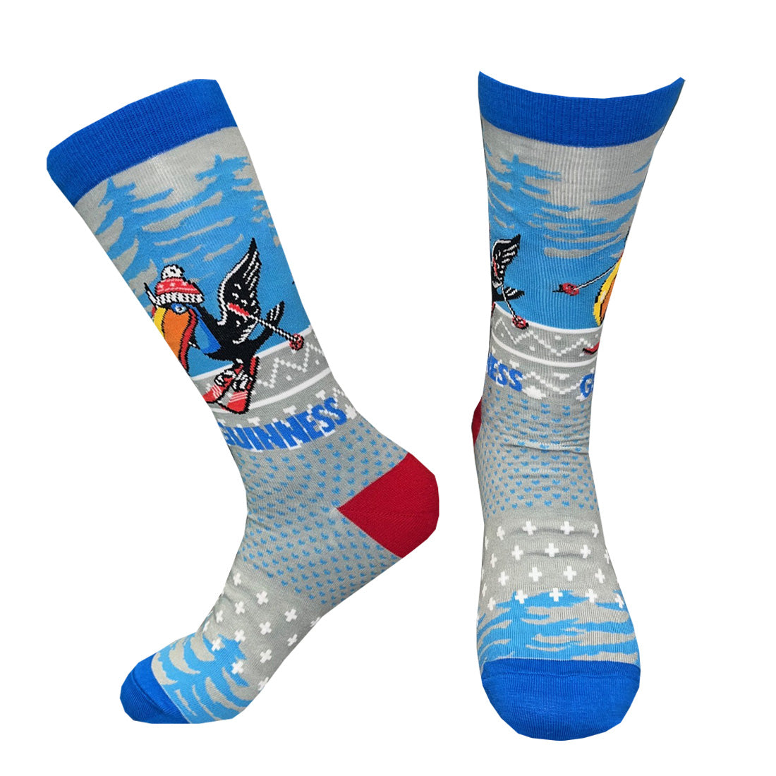 Skiing Toucan Christmas Grey Socks
