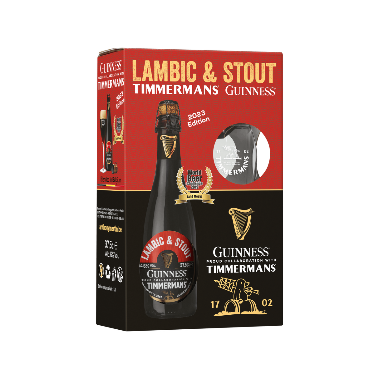 Guinness x Timmermans 375ml Bottle and Flute Glass Gift Pack