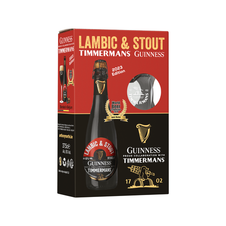 Guinness x Timmermans 375ml Bottle and Flute Glass Gift Pack