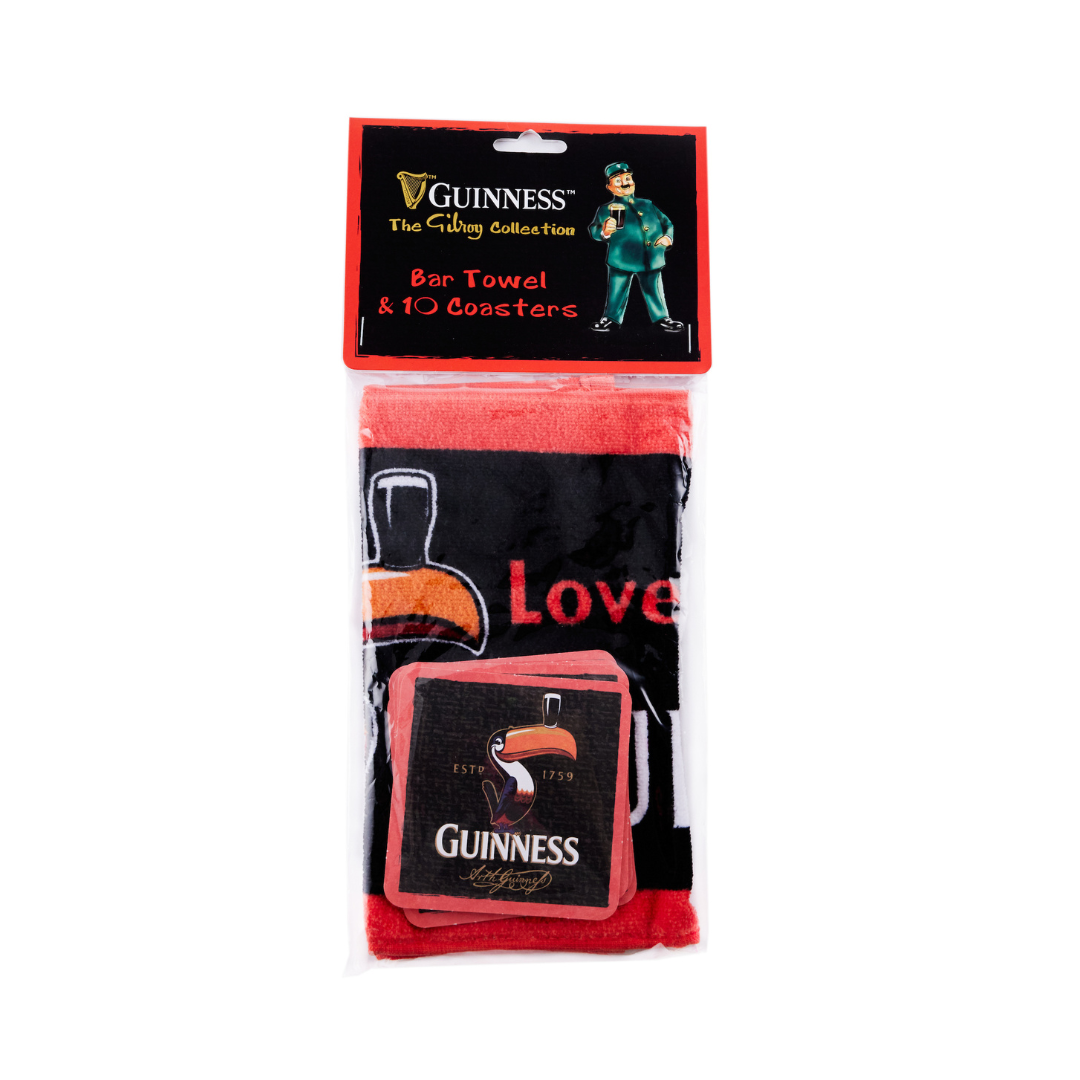 Guinness Gilroy Bar Towel and Coaster Set