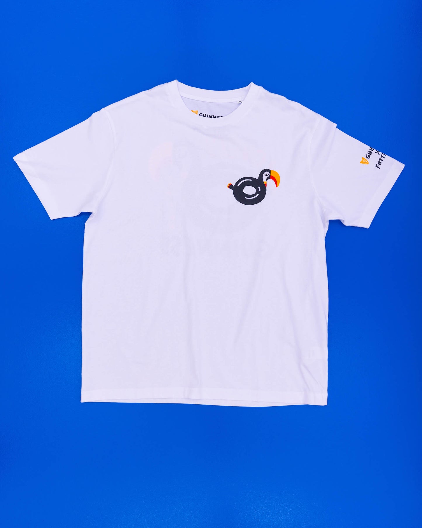 Front of the Lovely Day for a Guinness white toucan t-shirt, designed by  Fatti Burke