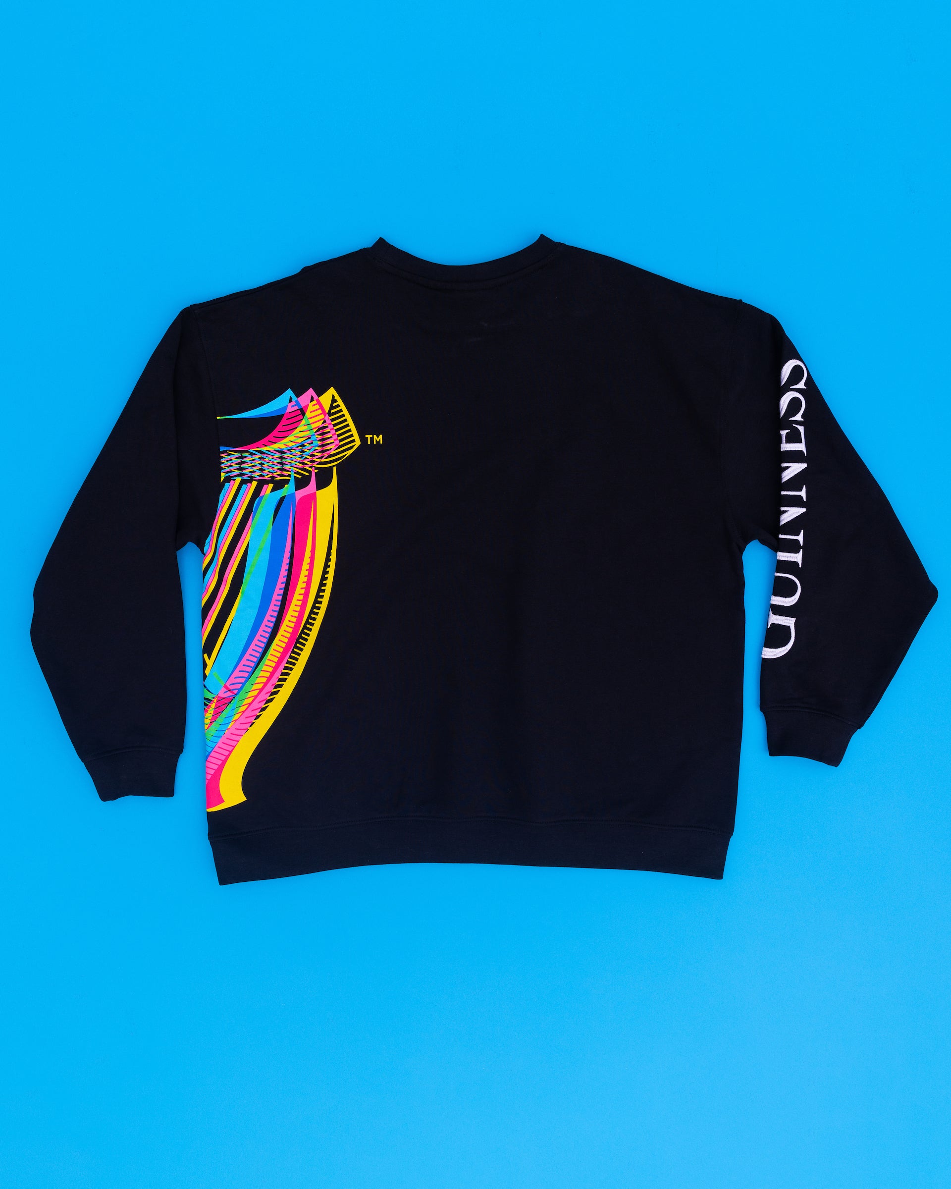 Back or the black Sweatshirt designed by the Irish graffiti artist, Aches for Guinness Storehouse Exclusive. 100% organic cotton with quality print Guinness harp