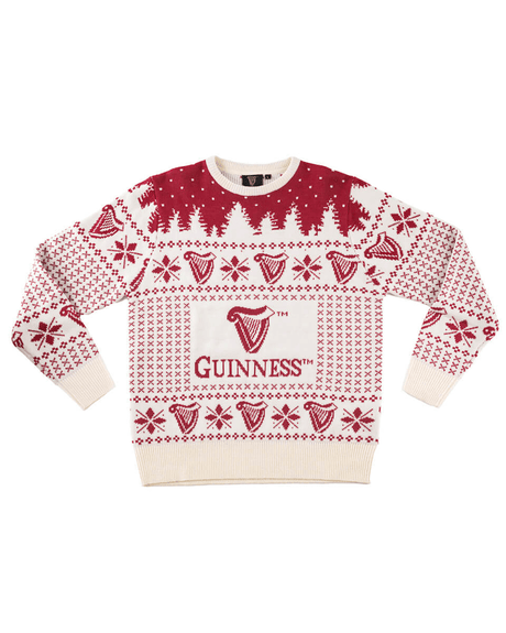 Guinness burgundy and cream harp Christmas jumper.