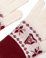 Details of the Guinness Burgundy and Cream Christmas gloves