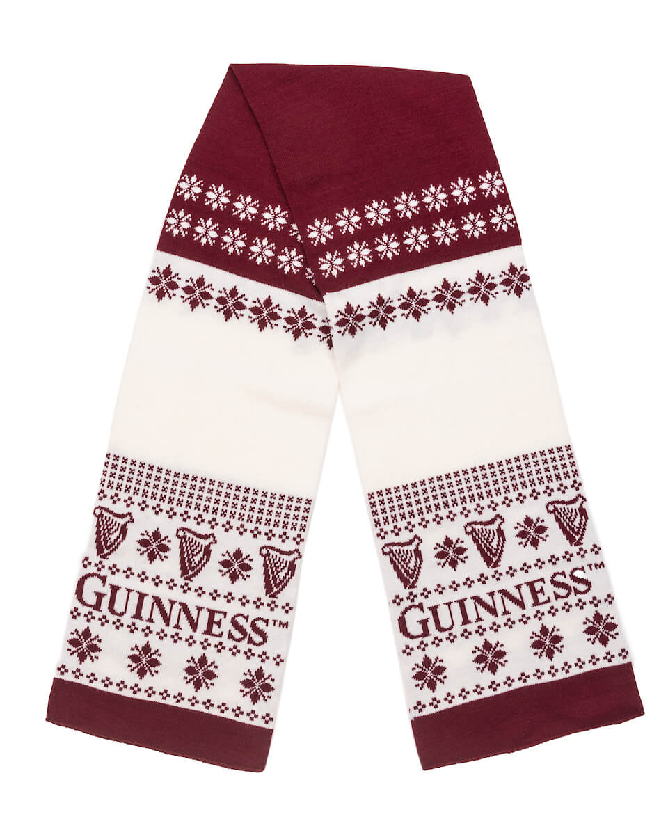 Guinness Burgundy and Cream Christmas scarf