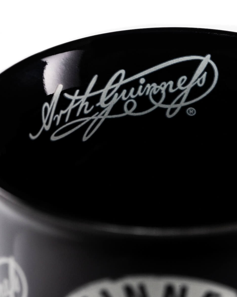 Detail of the Arthur Guinness signature on the Guinness espresso mug.