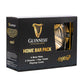 Guinness official merchandise home bar pack with 4 beer mats, 2 glasses, 1 bar towel and 1 playing cards deck.
