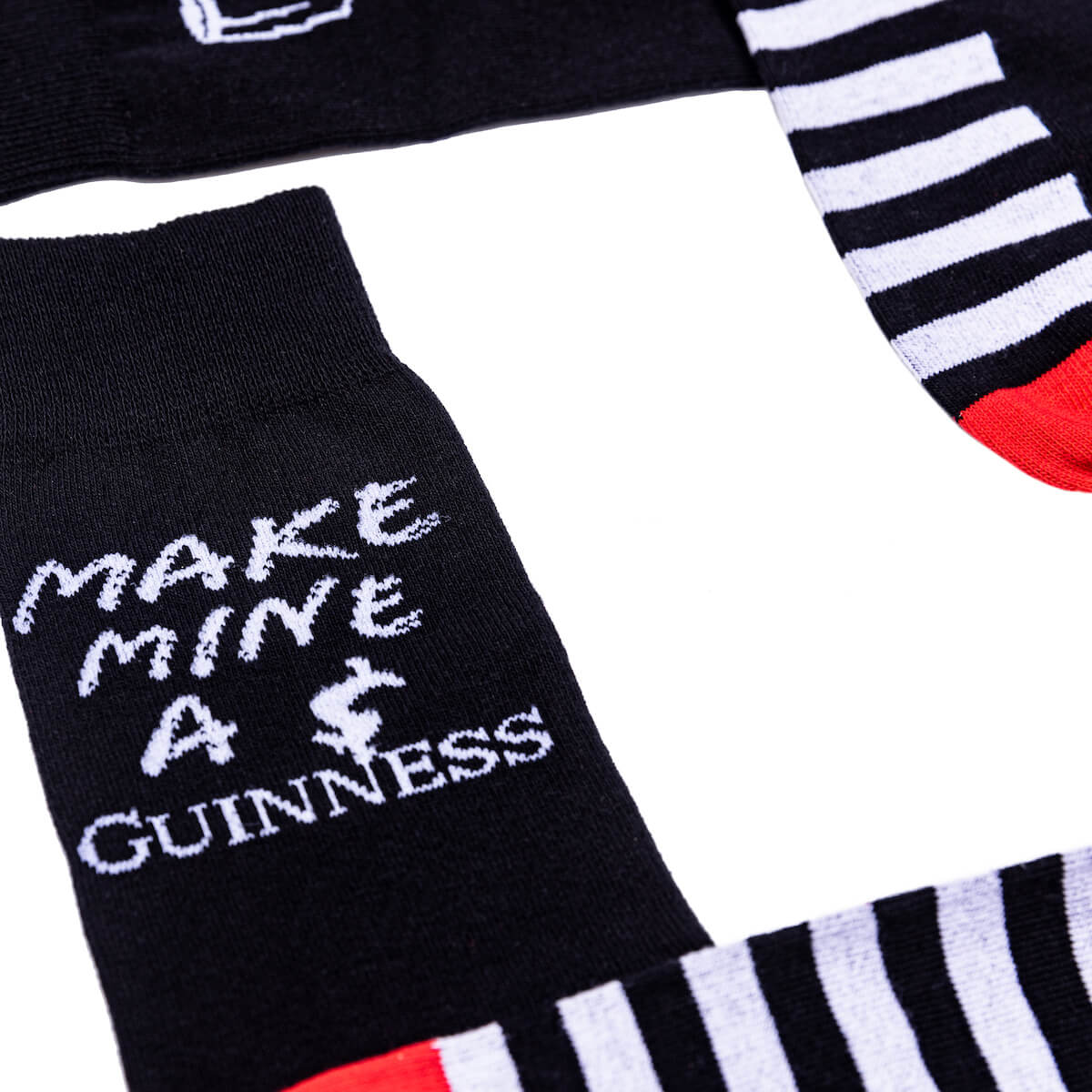 Guinness Make mine a pint Recycled Plastic Black, Red and White Striped Socks