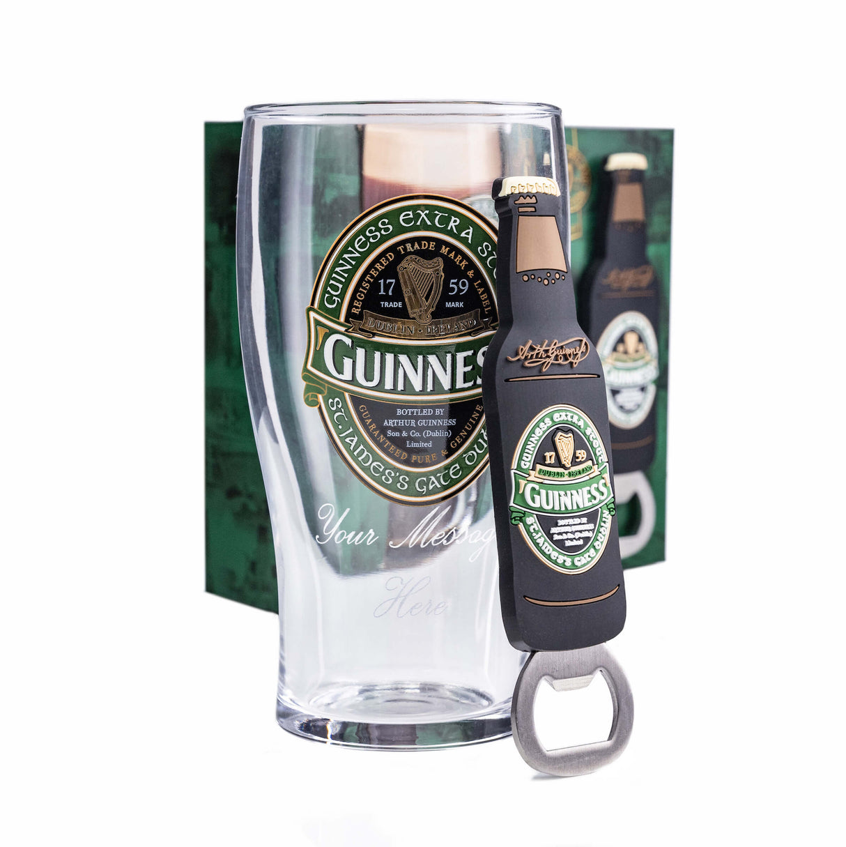 Guinness Ireland Pint Glass and Bottle Opener